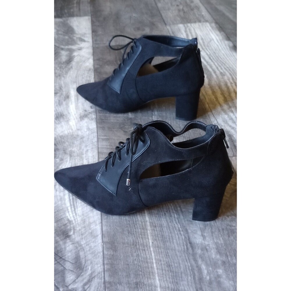 Comfortview Women's 8W Fatima Black Faux Suede Witchy Boot With Pointed Toe,NWOT